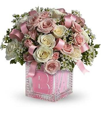 Baby's First Block by Teleflora - Pink from Richardson's Flowers in Medford, NJ